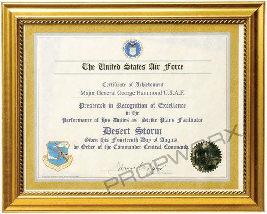 Diplôme du général Hammond