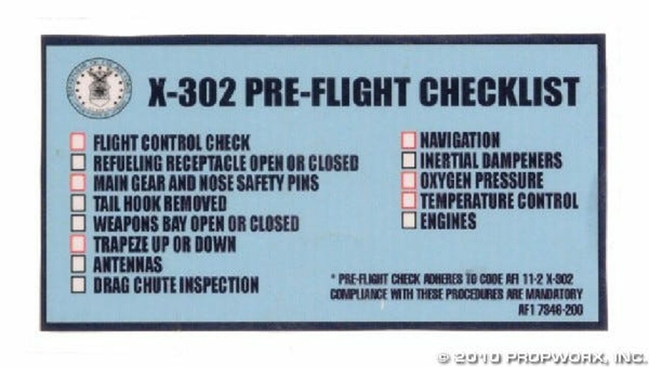Liste de vérification du X-302 d'O'Neill