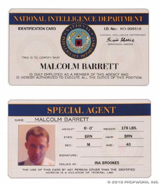 Badget d'identification de l'agent Barrett